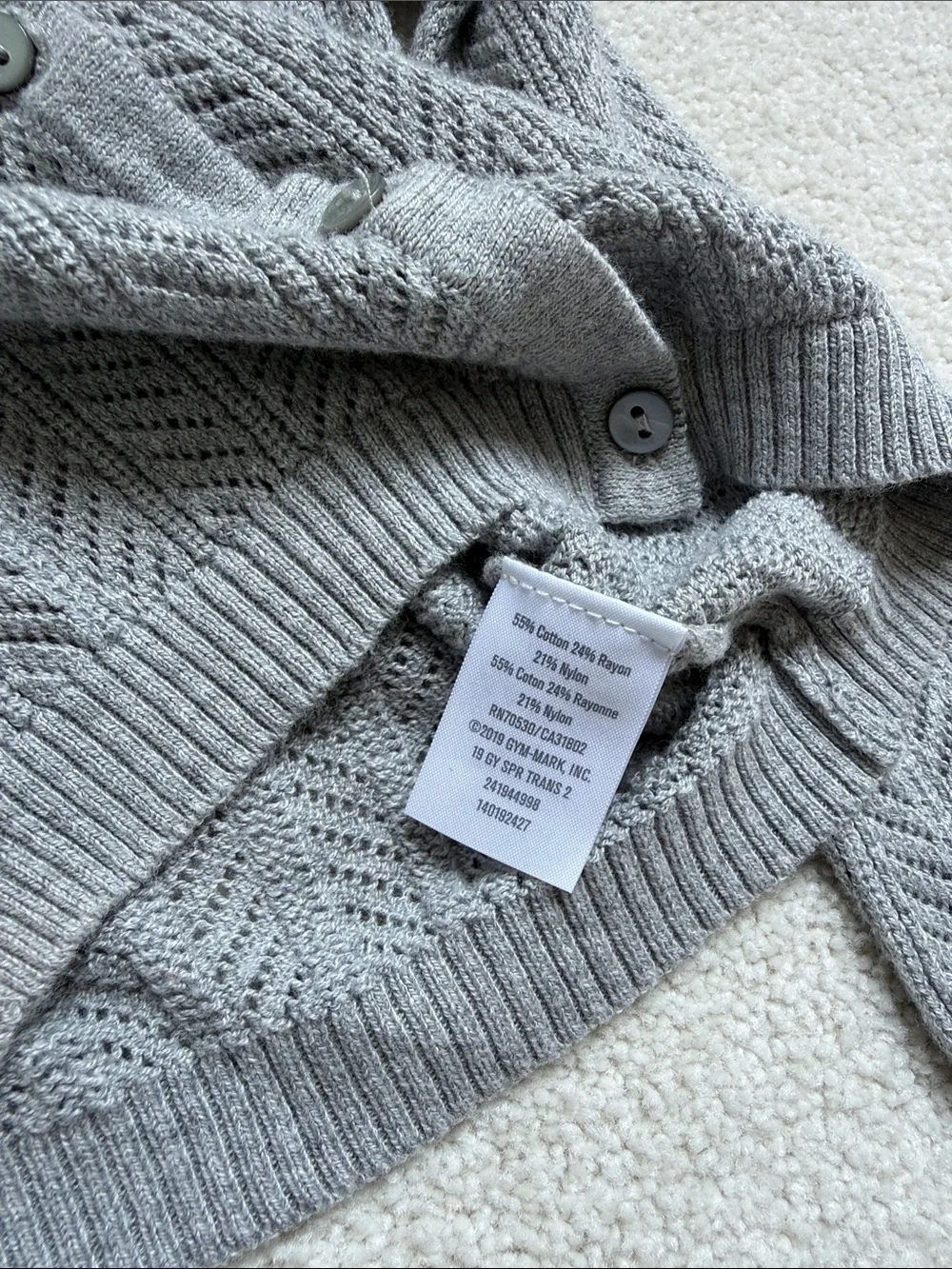 Gymboree Gray Cable Knit Button-Front Cardigan